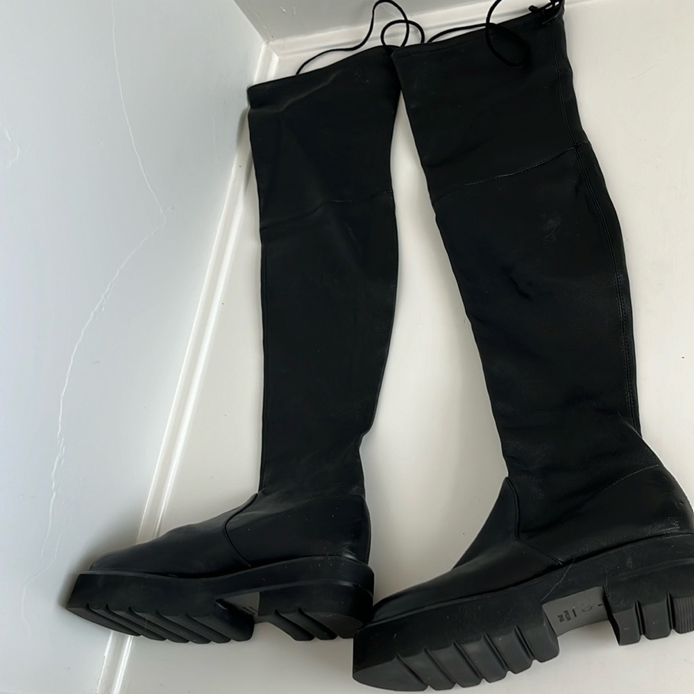 Unused Stuart Weitzman Black Over-the-Knee Platforms
